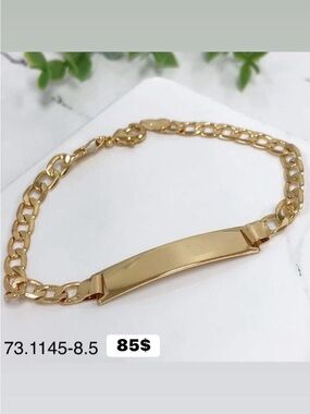 18k Gold ID Plate Chain Bracelet - Unbranded